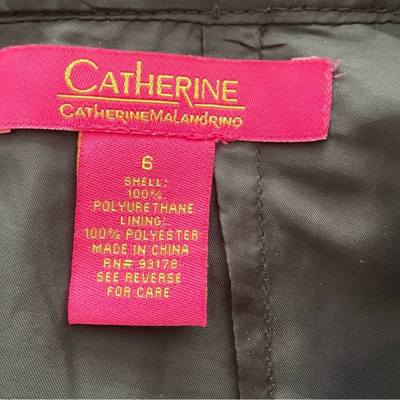 CATHERINE MALANDRINO black faux leather Cut Out Circle skirt, size 6 - Picture 2 of 3